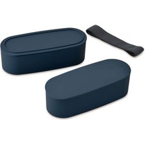 일본 써모스 서모스 도시락 상자 2단 프레쉬 런치 박스 600ml 네이비 DJT-600 W NVY, 한개옵션0