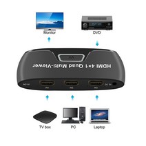 HDMI분배기 선택기 셀렉터 멀티비젼 듀얼 모니터 hdmi 쿼드 멀티 뷰어 4x1 쿼드 스크린 분할 4 in 1 out 멀티 뷰어 원활한 스위치 pc tv 용 멀티 뷰어, 없음