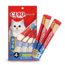 이나바 고양이 챠오츄르 스틱, 닭가슴살+게살, 4개