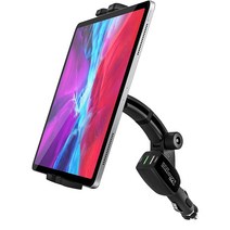 kolasls 차량용 듀얼 USB 고속 충전 시거잭 핸드폰 태블릿 거치대 .360도 회전 볼 헤드 .각도 조절 가능, 1개