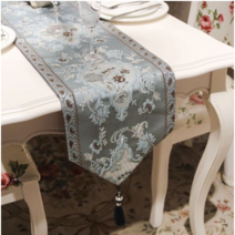 북유럽 인테리어 자카드 자수 테이블 식탁러너, 32x250, 연청