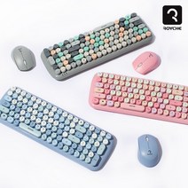 로이체 스타일리쉬 레트로 무선 키보드 마우스 세트 콤보 RMK-5000, 블루