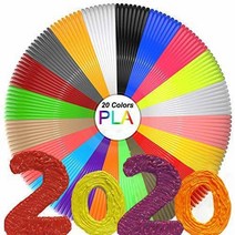 3D 펜 필라멘트 리필(각 20가지 색상 10피트) 총 200피트 PLA 1.75mm 프린팅 아동용 들러붙지 않음 무독성 및 무취 3Doodler 펜에는 맞지