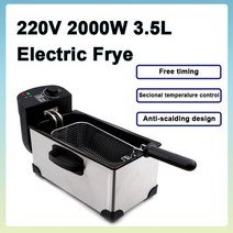 업소용튀김기 220V 2000W 3.5L 가정용 소형 전기 프라이 프라이어 상업용 오일 튀김 및 칩 기계 스톨 꼬치 일정, 01 3.5L