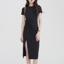 꼬임 볼륨 셔링 반팔 롱 원피스 3color