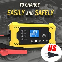 AGM배터리 12V 6A Intelligent Car Motorcycle Battery Charger for Auto Moto Lead Acid AGM Gel VRLA Sma, 02 Yellow US Plug
