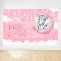 Felizotos Pink Baby Shower Backdrop Elephant Twinkle Twinkle Little Star Background Backdrops Girl B, 1