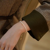 핑크비올라 / 골드볼 심플 4mm 미니 진주 구슬 패션 팔찌 뱅글