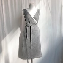 달라홈 윤스테이 앞치마 예쁜 원피스형 린넨 장금이 랩 롱 공방 한복 한식 절 고급 에이프런 기장 깃 조절 자체제작, 윤스테이 앞치마_그레이, 깃 X