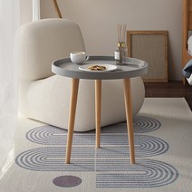 미니테이블 티테이블 원형 쇼파 테이블 원목 다리 화이트 옐로우 높이 44cm, 그레이 (지름 40 x 높이 44cm)