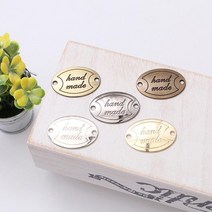 짱패브릭 라운드핸드메이드 금속라벨, 실버, 1개