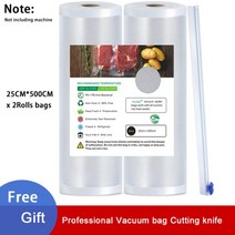 진공 포장기 가정용 업소용 무선 진공포장기 진공포장 비닐 실러 포장 기계 가방 식품, 협력사, 2롤 25x500cm, EU 플러그