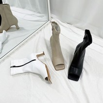 국내제작 토오픈 스판 미들 스퀘어토 앵클 부츠힐(7cM)