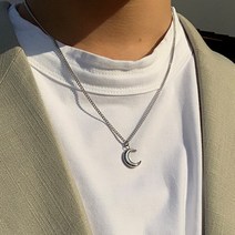 빅애플샵 남자 목걸이 달 펜던트 써지컬스틸 체인 crescent