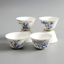백자 골드 사군자 도자기 찻잔 술잔 다기잔 50ml 4종선택, 3.국화