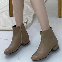둥근코 낮은굽 로우 앵글 부추 부츠 반부츠 짧은 발목