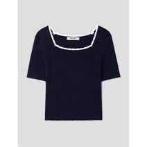 에잇세컨즈 넥 라인 스캘럽 반팔 니트 네이비 323351LYBR