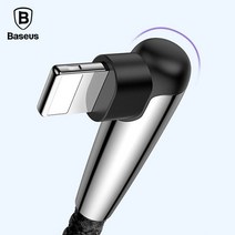 베이스어스 L타입 엘보 LED 충전 데이터케이블 100CM, 마이크로5핀_레드-100CM