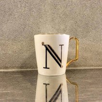위플립 골드 알파벳 친구 선물 머그, N, 1개
