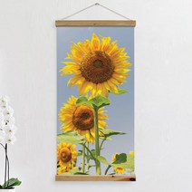 패브릭족자_60CmX120Cm_-우뚝솟은해바라기_우드스크롤