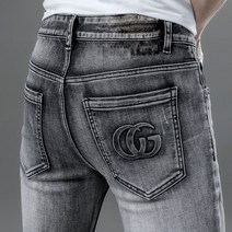 오토바이청바지 남성 고귀한 회색 청바지 버전 슬림 피트 캐주얼 데님 라이트 럭셔리 & 클래식 스