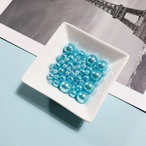 아크릴진주 [구멍] 컬러 비즈 공예 재료, 스카이, 10mm