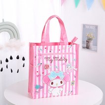 마이멜로디책가방 여아선물 kawaii cartoon sanrios canvas bag 프린트 미술 귀여운 캐릭터 학생 실내화 휴대용 문밖 바구니