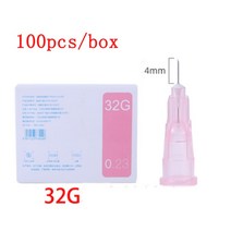 100pcs Painless 작은 바늘 painless 아름다움 ultrafine 32G x 4mm 13mm 주사기 어 눈꺼풀 도구, [02] 32Gx4mm