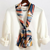 롱 패턴 물감 실크 방도 쁘띠 여성 타이 스카프 맥시 양면 트 윌리