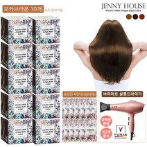 [드라이기 구성] 제니하우스 살롱코드 염색제 (염색제 10박스+트리트먼트10매+살롱드라이기), 와인갈색