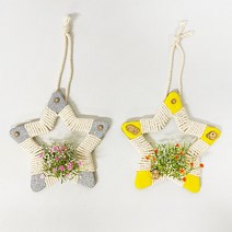 복지관 돌봄교실 미술수업 실뜨개 별모양 리스만들기 어르신취미 노인인지활동 DIY