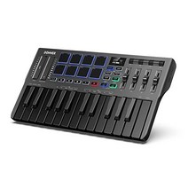 도너 USB 마스터키보드 미디키보드 키보드 컨트롤러 휴대용 OLED 스크린 믹싱 마스터링 작곡 녹음 팟캐스트 스트리밍 스튜디오, 25 키, 8 백라이트 드럼이 있는 미니 사