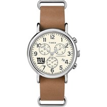 Timex Tribute 남성용 NFL 위켄더 크로노 40mm 쿼츠 가죽 스트랩 휴스턴 텍사스