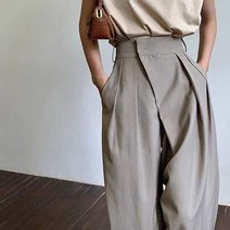 세미와이드슬렉스 항아리 와이드 앵글 치마 바지 카키색 와이드 레그 여성용 바지 수트 헐렁한 클래식 바지 빈티지 궁전 사무실 우아한 캐주얼 바지 여성 작업 하이 웨이스트 바지