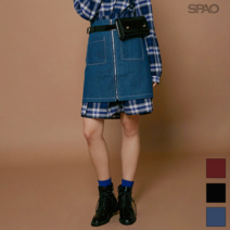 스파오 스파오 (QR) 링 지퍼 스티치 4부스커트_SPWH838G89