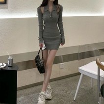 화이트블루 Sklinky-여성용 짧은 셔츠 드레스 2023 Bodycon 니트 빈티지 한 크로셰 뜨개질 무도회 미니 여름 한 드레스 긴 소매 파티