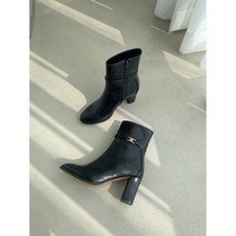 둥근코 명품 버클 통굽 하이힐 앵클 부츠 8cm