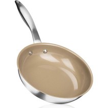 정품 Duxtop 세라믹 붙지 않는 프라이팬 스테인레스 스틸 인덕션 두꺼운 충격 접착 바닥이 있는 8인치 볶음 FUSION Ti, 8-inch