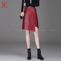 셀럽당 여자 스커트 추동 빅사이즈 가죽 스커트 높이힙색 반신 a라인 PU 가죽 스커트
