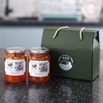 선물박스 수제 과일청 자두 복숭아청 2병세트 수제청 답례품, 700g 자두복숭아청 2병세트+문구인쇄