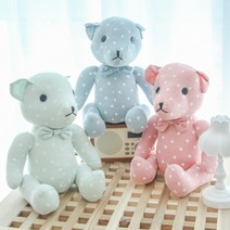 귀여운 봉제인형 고곰 애착인형 세트 면100% 블루 핑크 그린 어린이 선물, 그린베어, 그린베어