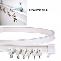 갤러리 창 환기 플라스틱 금속 합금 막대 베이 윈도우 곡선 레일 커튼 트랙 폴, 200cm, Sidewall Mount