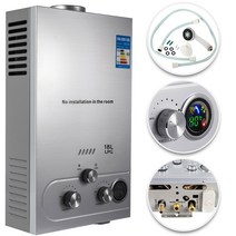 물탱크없는온수기 VEVOR 6L/8L/10L/12L/16L/18L LPG 프로판 가스 인스턴트 온수기 보일러 야외 스테인레스, 05 16L, 01 SIlver