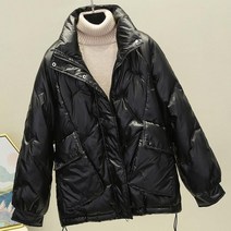 목도리증정 유광패딩 점퍼 화이트 숏 포켓 힙합 스트릿 나만봐 경량 패딩