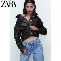 ZARA 자라 골든 버튼 에코 레더 라이더 숏자켓