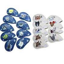 라라랜드 고양이 아이언 커버 9 pcs / 골프필드용품 헤드커버 세트 / 귀여운 / 깜찍한 / 필드용품 / 커버, 블루