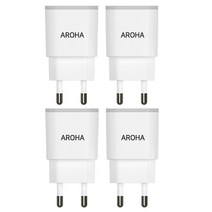 국산 아로하 2.1A 2USB 휴대폰 멀티 충전기 4개 1세트 MADE IN KOREA, 화이트