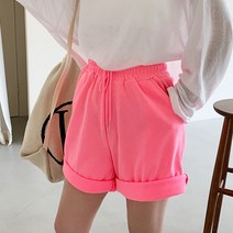 여성 데일리룩 밴드 반바지 여름 면 츄리닝 트레이닝 4부 하프 팬츠