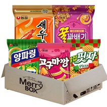 [메리박스] 농심 스낵세트 과자 5종 새우깡대용량+꿀꽈배기대용량+양파링+고구마깡+벌집핏자, 1세트