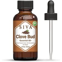 Siva Clove Bud 에센셜 오일 30ml(1Fl Oz) 프리미엄 유리 드로퍼 포함 - 100% 순수 천연 희석되지 않은 & 치료 등급 헤어 케어 구강 케어 아로마테라피 디퓨저 및 바디 마사지에 적합